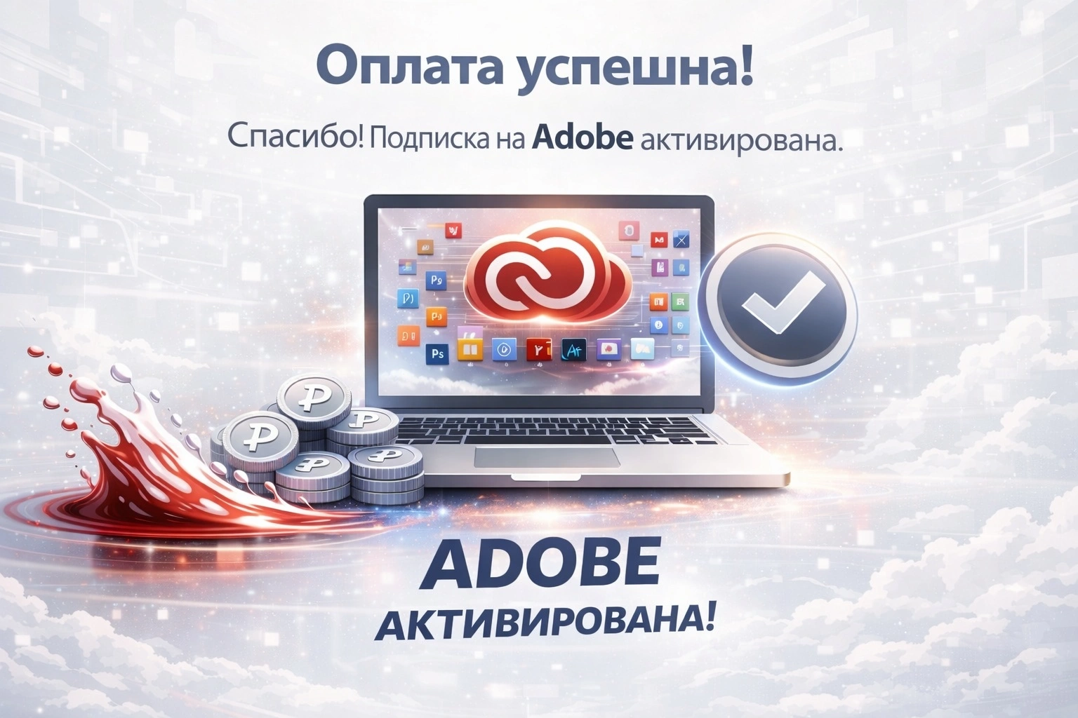 Успешная подписка Adobe