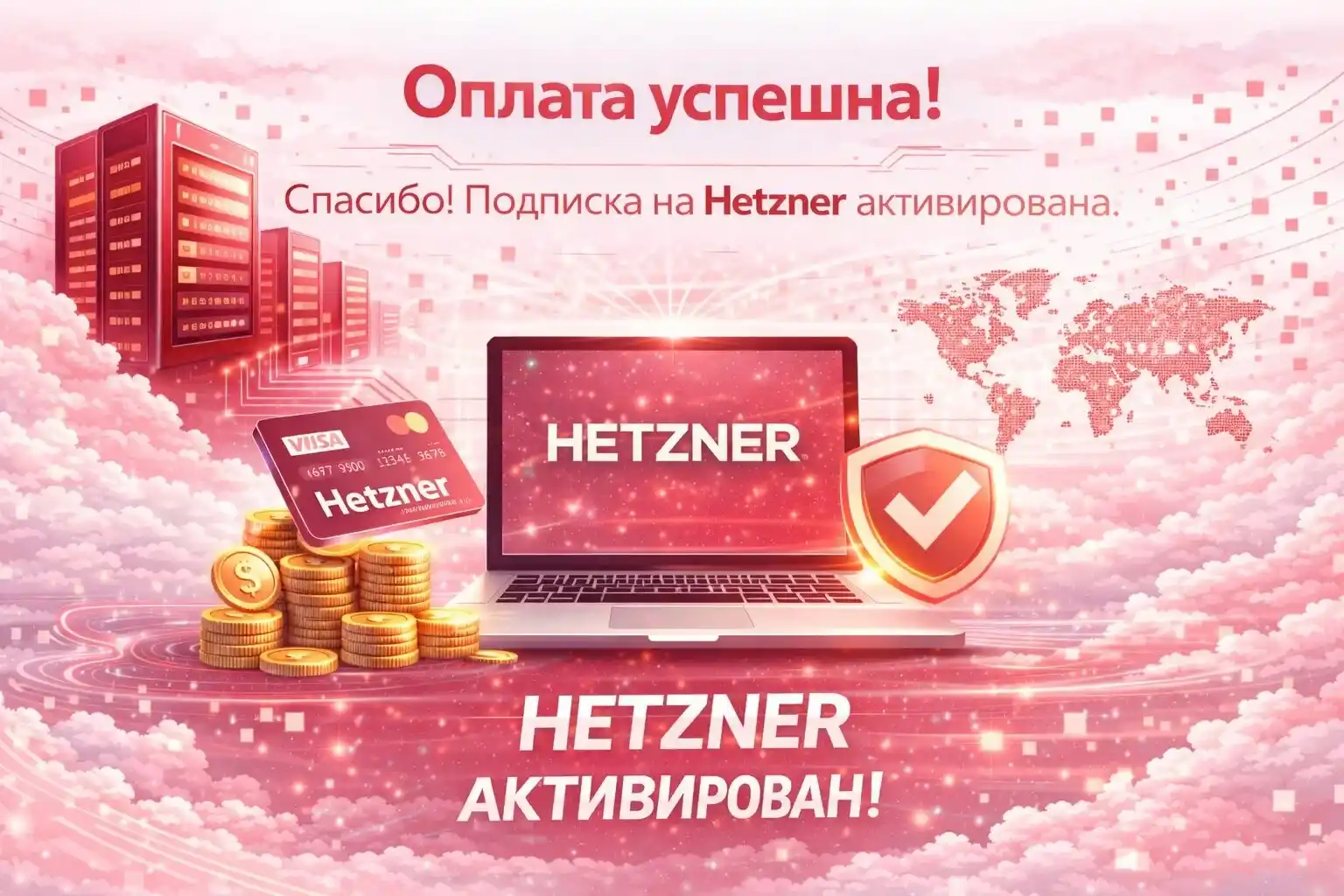 Успешная подписка Hetzner