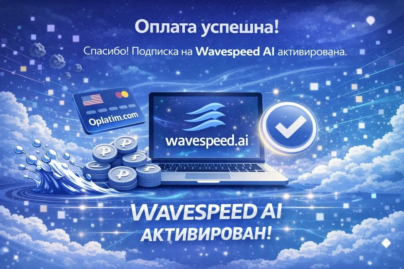 Успешное пополнение баланса Top Up в Wavespeed