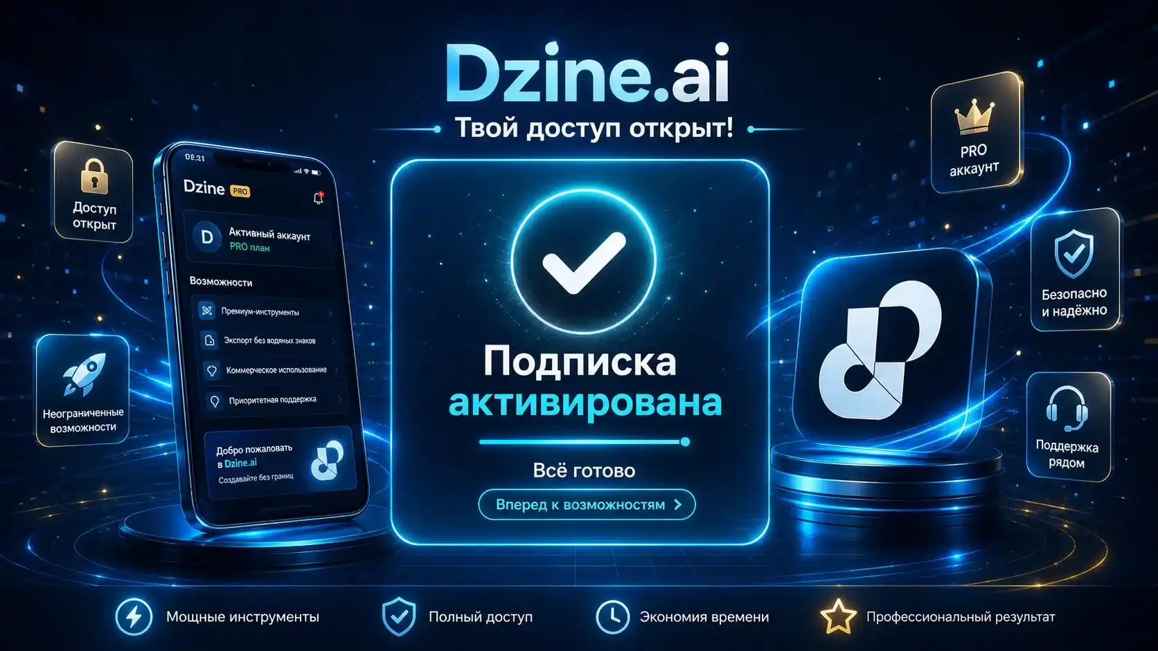 Успешная активация тарифов Creator и Master в Dzine.ai