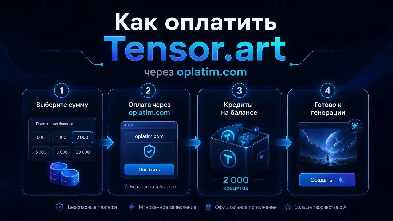 Оплата tensor.art через посредника oplatim.com