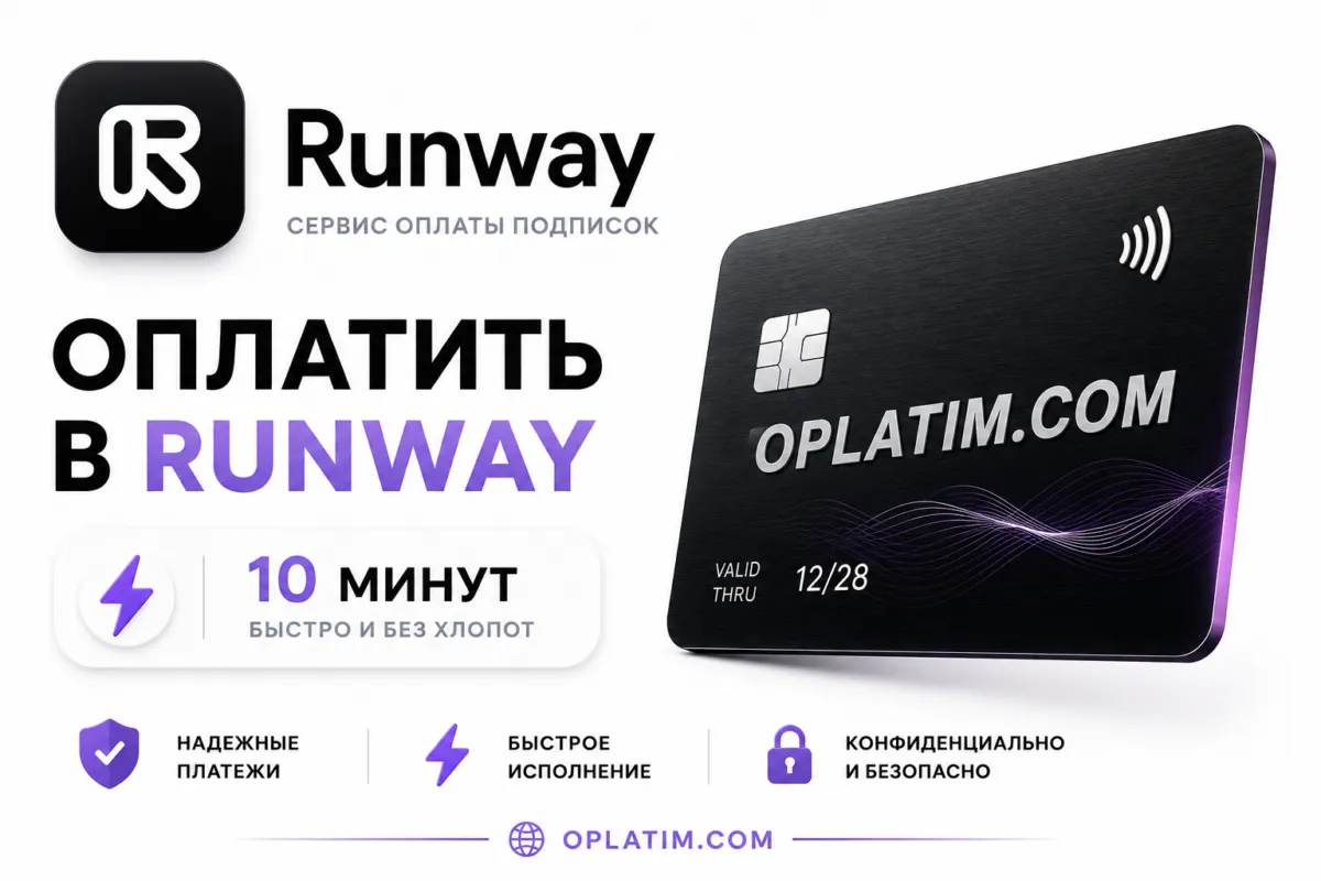 Подписка Runway в России, оплата из РФ за 10 минут