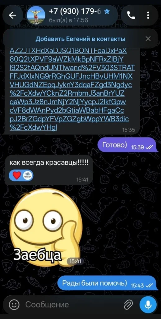 Отзыв клиента об оплате зарубежного сервиса через Oplatim.com, скриншот из Telegram 14