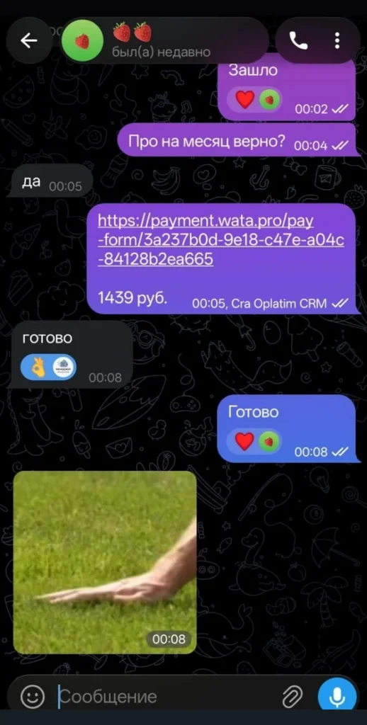 Отзыв клиента об оплате зарубежного сервиса через Oplatim.com, скриншот из Telegram 19