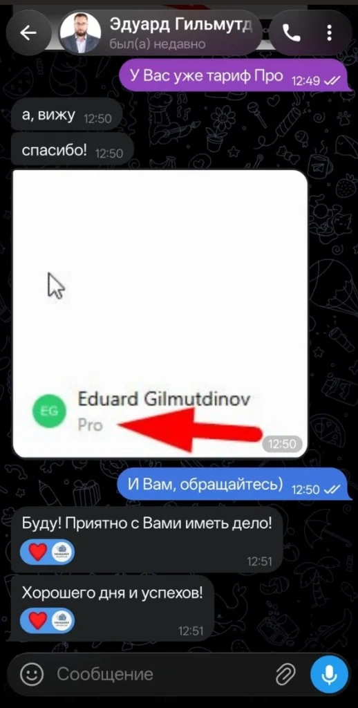 Отзыв клиента об оплате зарубежного сервиса через Oplatim.com, скриншот из Telegram 28