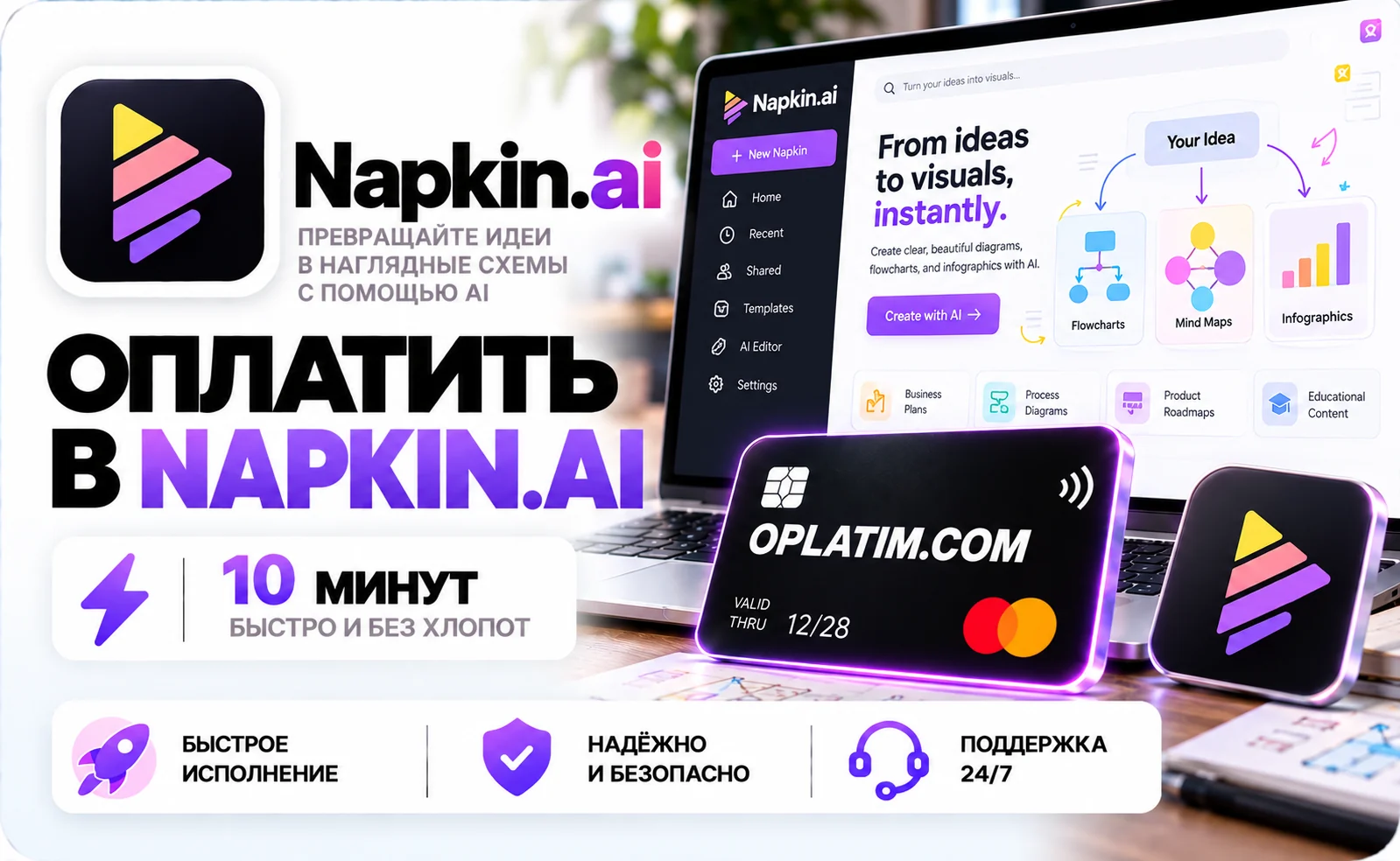 Подписка Napkin AI в России, оплата картой РФ