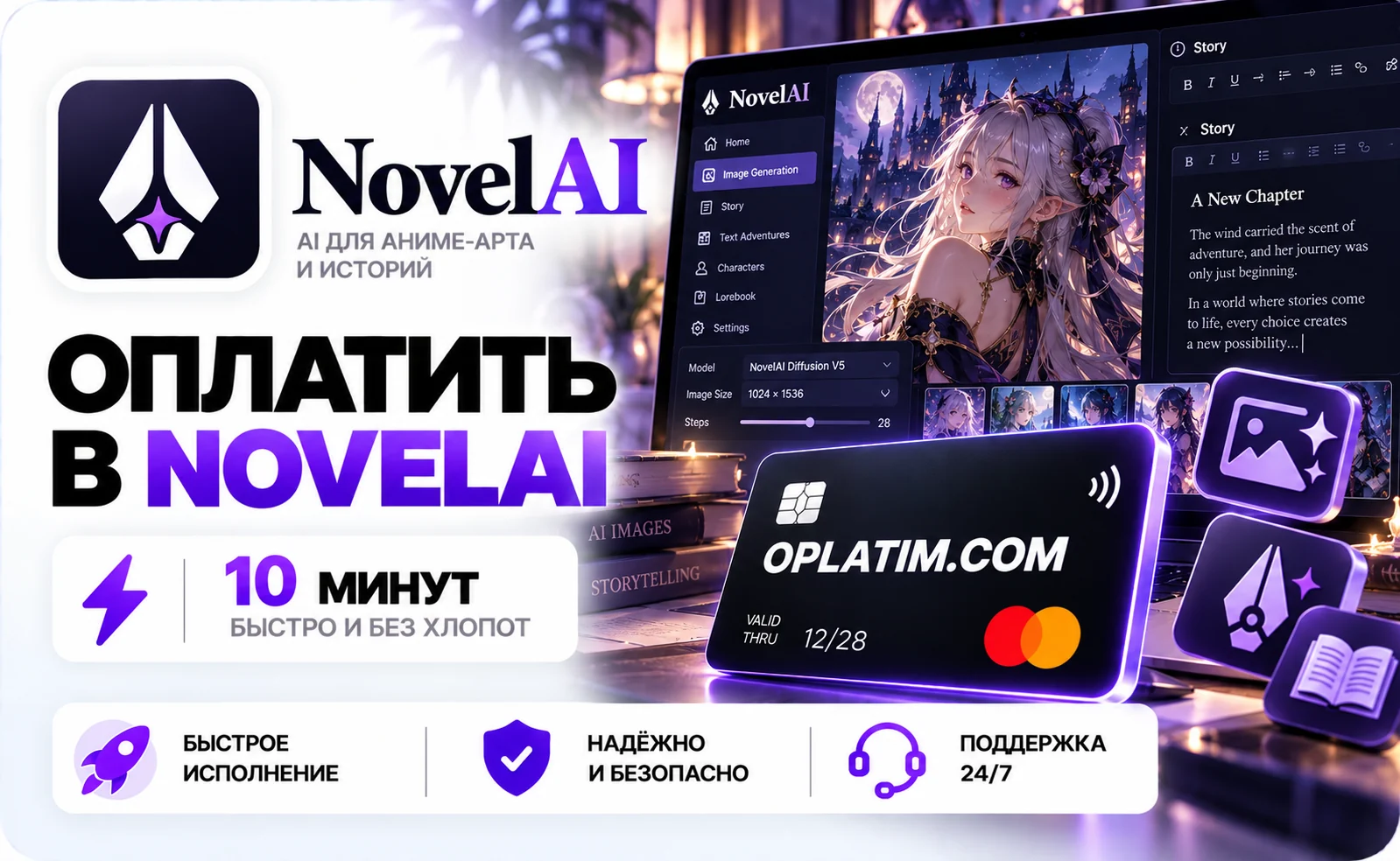 Подписка NovelAI в России, оплата картой РФ