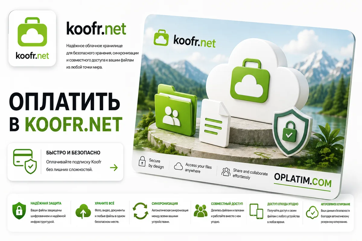 Подписка Koofr в России, оплата из РФ картой за 10-15 минут